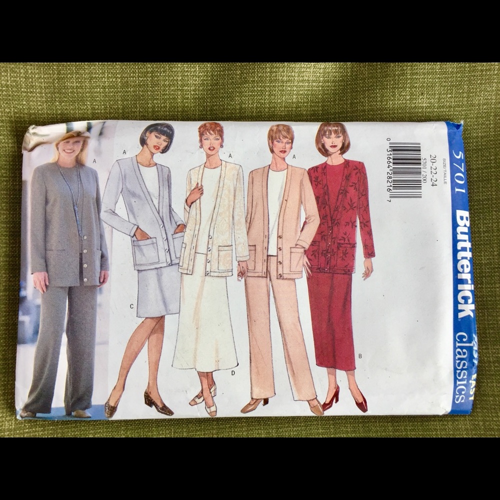 VTG SEWING PATTERN BUTTERICK FAST CARDIGAN PANTS